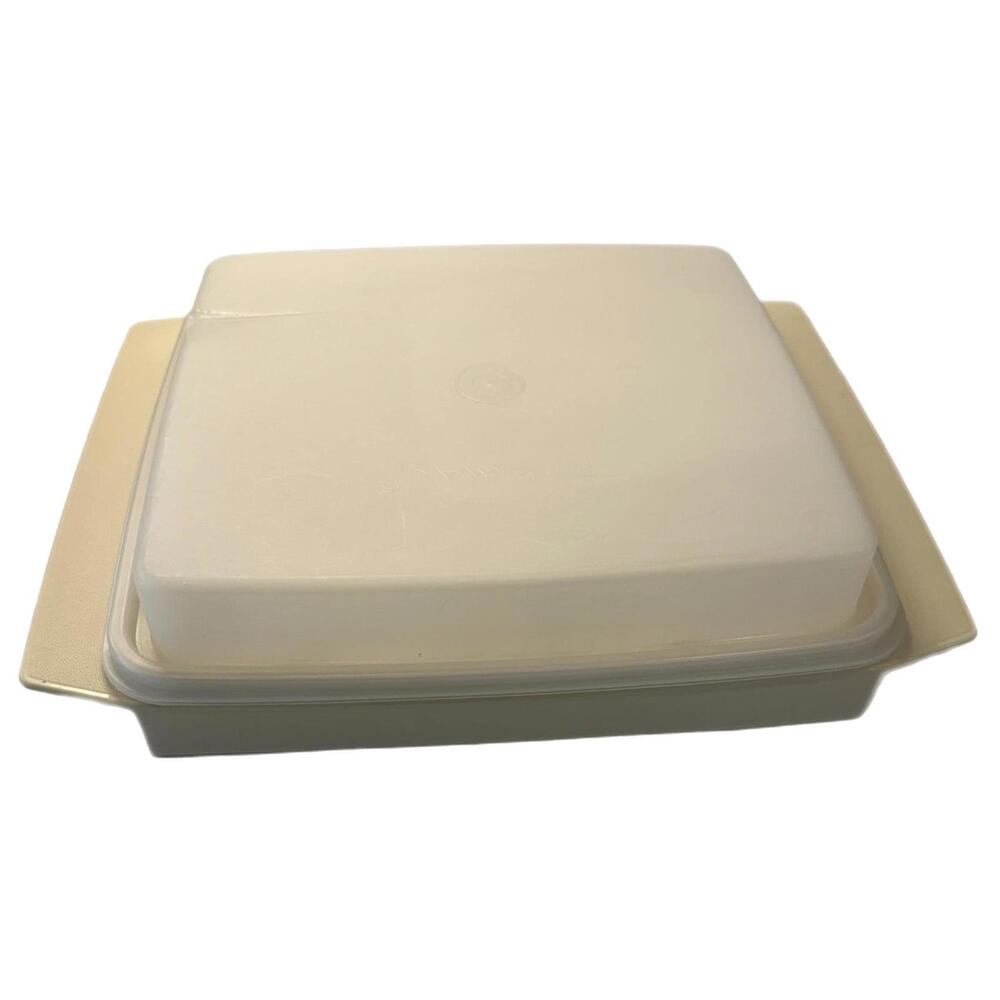 Vintage Tupperware Deviled Egg Keeper Carrier – Tan & Clear Lid